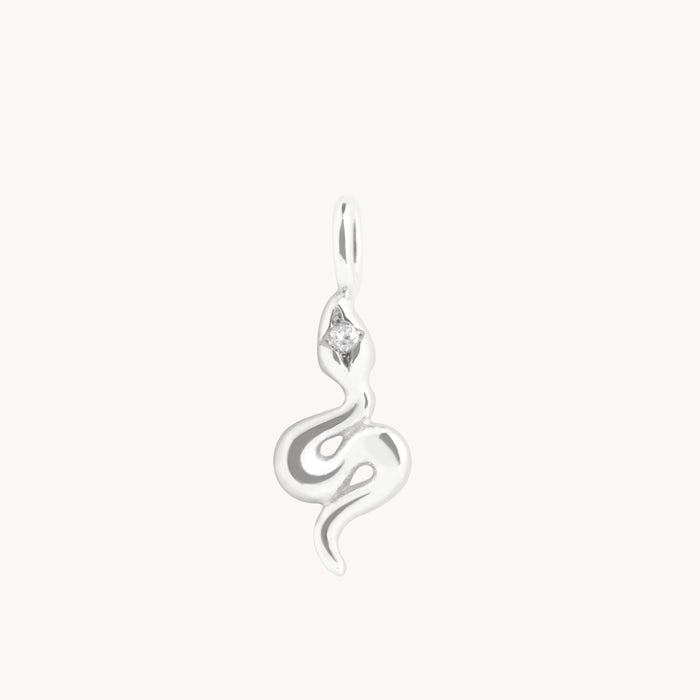 Eternity Collection - White Topaz Snake Charm 9k White Gold - Welding Charms - Astrid &amp; Miyu