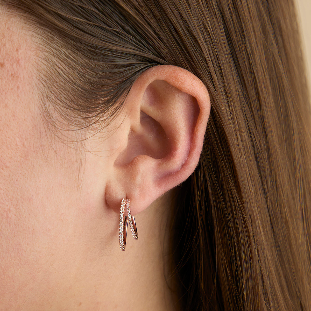 Illusion Crystal Hoops in Rose Gold-Astrid &amp; Miyu