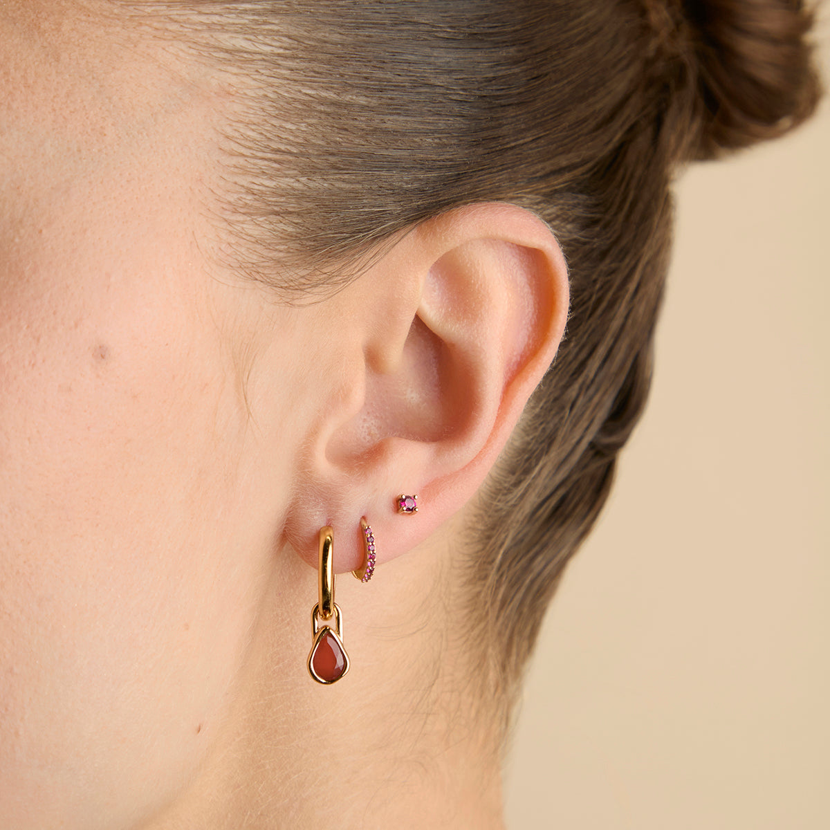 Red Chalcedony July Clip Charm in Gold-Astrid &amp; Miyu