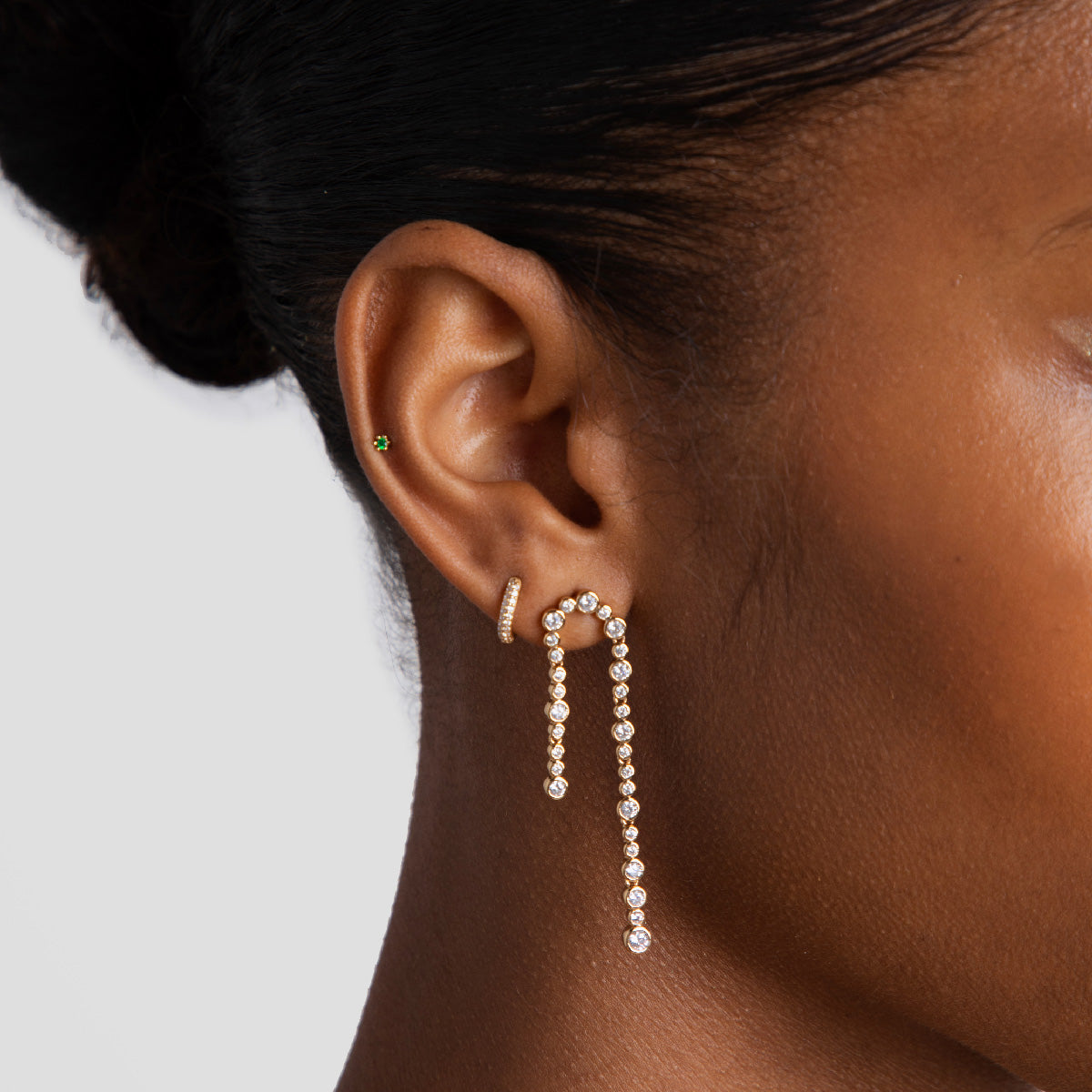 18k Gold Plated Jewellery - Bold Pavé Huggies in Gold - Huggies - Astrid &amp; Miyu