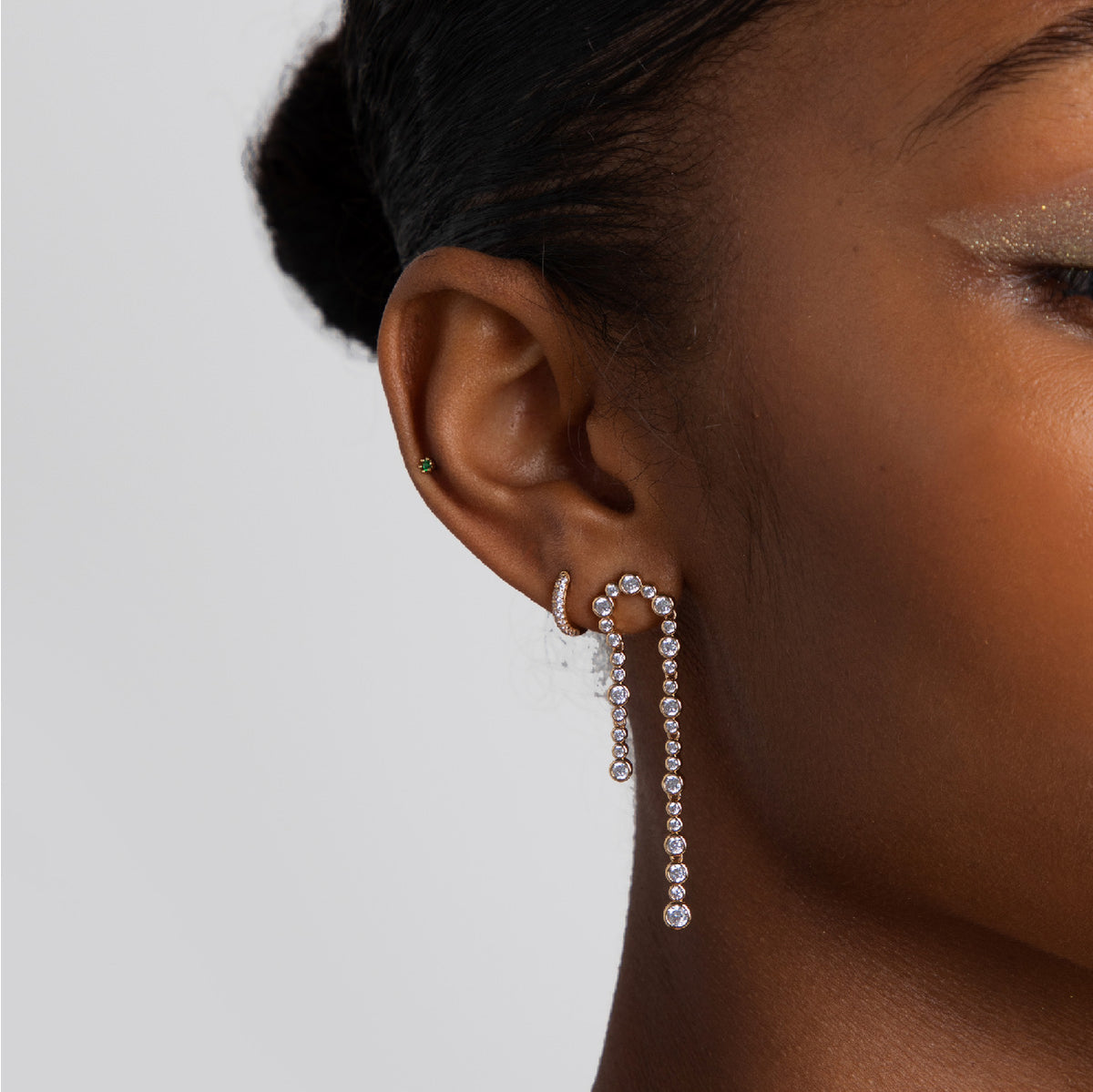 18k Gold Plated Jewellery - Gleam Crystal Drop Studs in Gold - Stud Earrings - Astrid &amp; Miyu