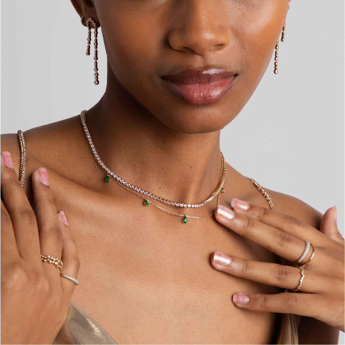 18k Gold Plated Jewellery - Gleam Tennis Chain Necklace in Gold - Chain Necklaces - Astrid &amp; Miyu