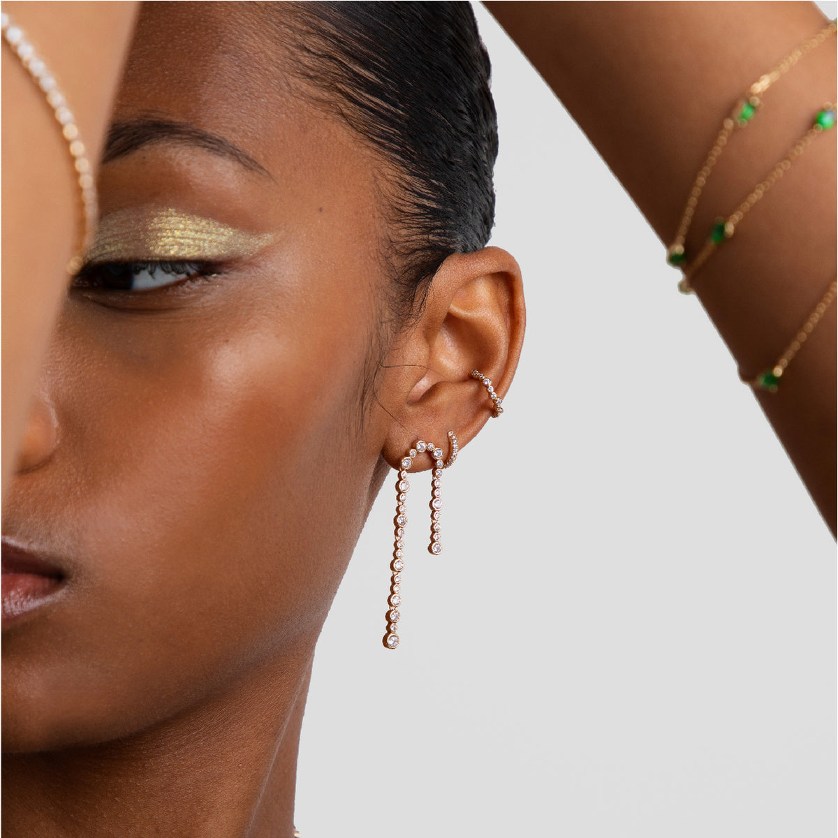 18k Gold Plated Jewellery - Gleam Crystal Drop Studs in Gold - Stud Earrings - Astrid &amp; Miyu