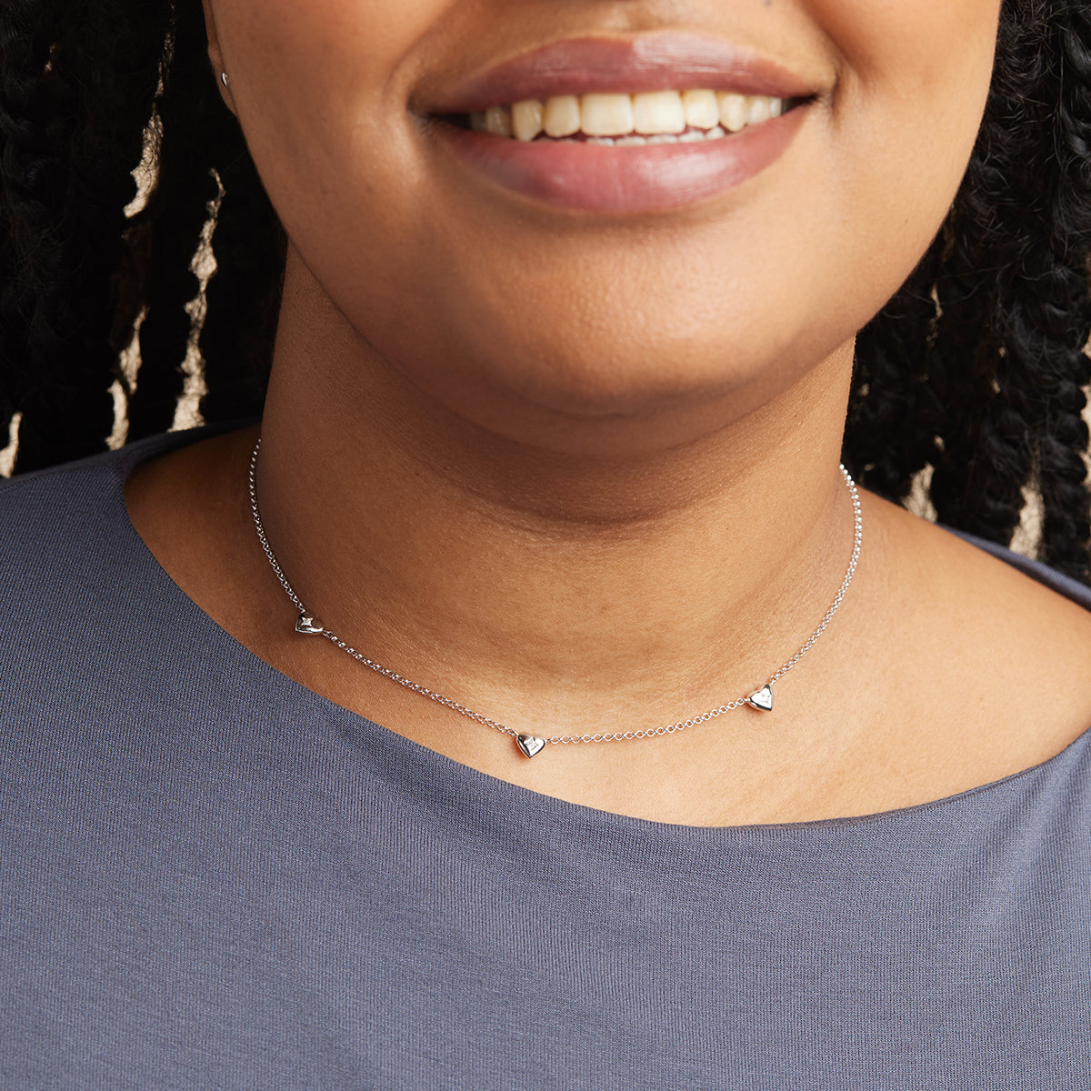 Charm Necklaces - Heart Charm Necklace in Silver - Charm Necklaces - Astrid &amp; Miyu