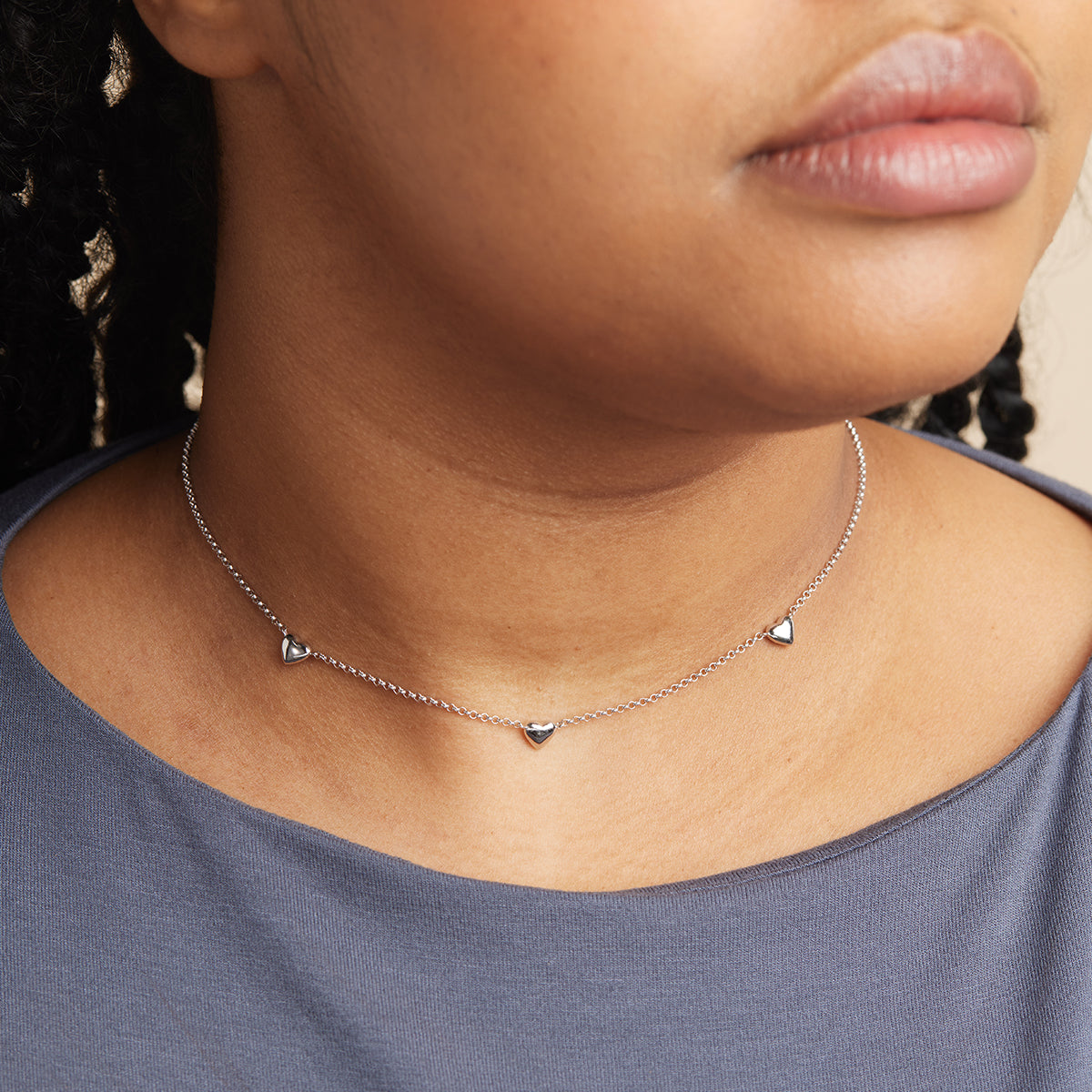 Charm Necklaces - Heart Charm Necklace in Silver - Charm Necklaces - Astrid &amp; Miyu