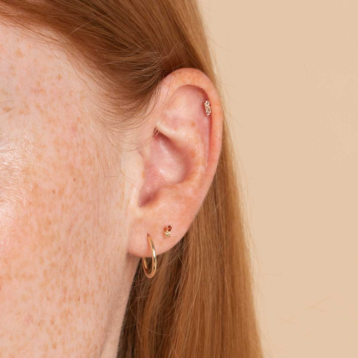 Birthstone Earrings - January Garnet Birthstone Earrings in Solid Gold - Stud Earrings - Astrid &amp; Miyu