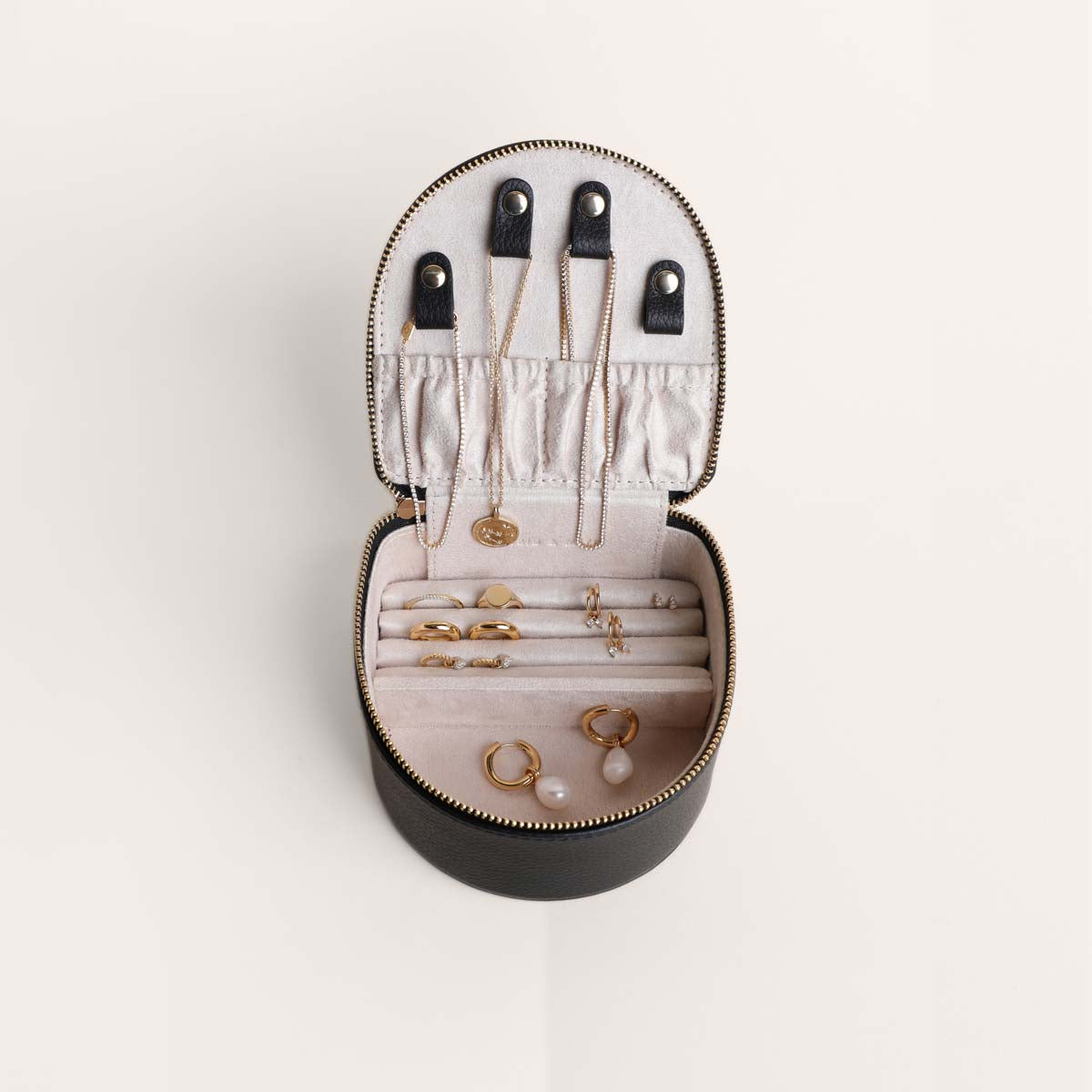 Jewellery Boxes - Leather Jewellery Box in Black - Jewellery Box - Astrid &amp; Miyu