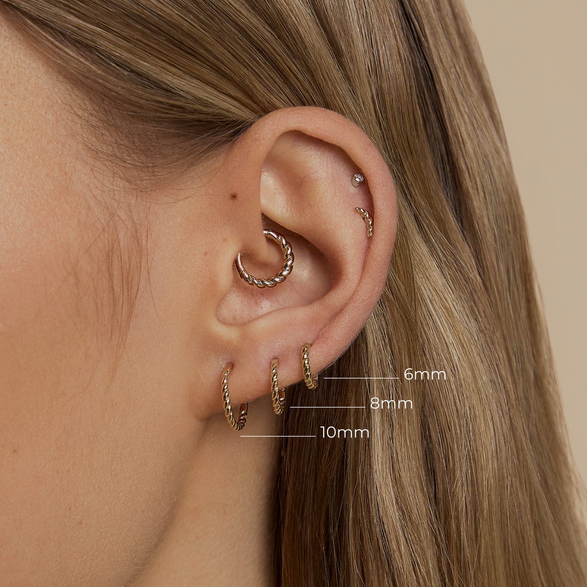 Twisted Rope Seamless Hoop in Solid Gold-Astrid &amp; Miyu