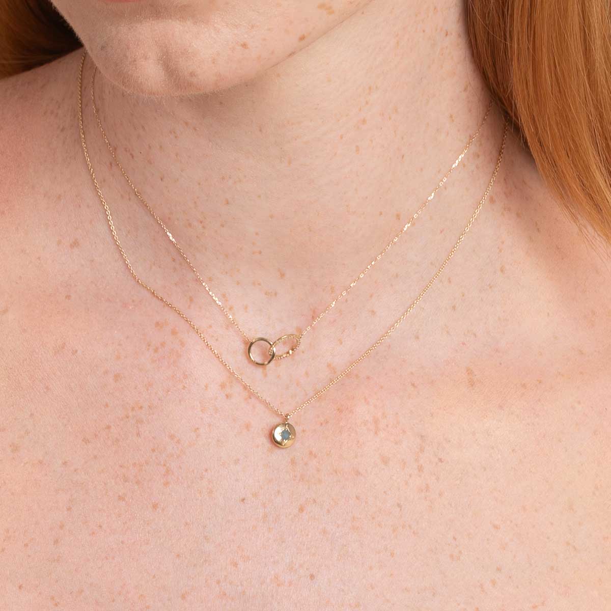 Birthstone Jewellery - March Aquamarine Birthstone Necklace in Solid Gold - Pendant Necklace - Astrid &amp; Miyu