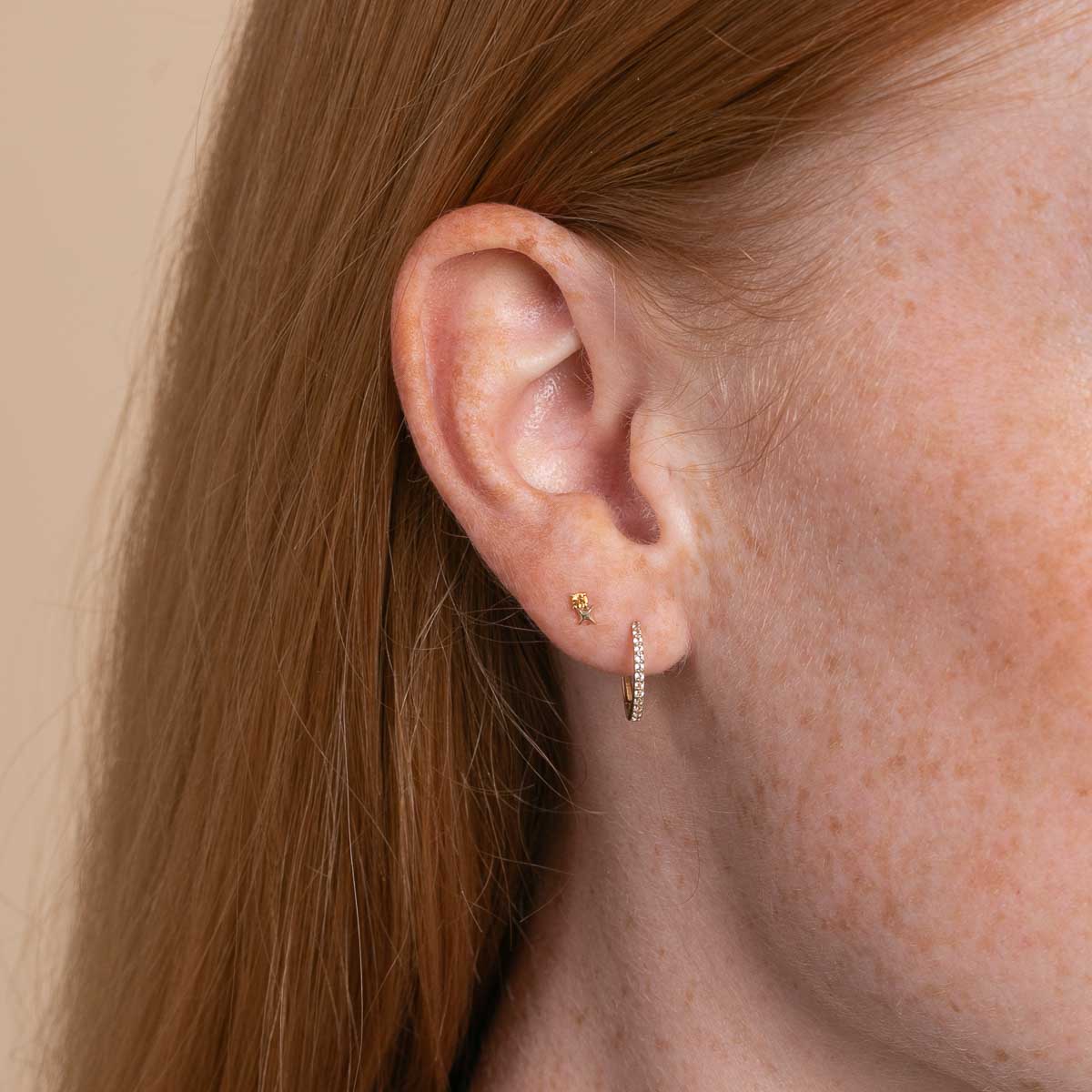 Birthstone Earrings - November Citrine Birthstone Earrings in Solid Gold - Stud Earrings - Astrid &amp; Miyu