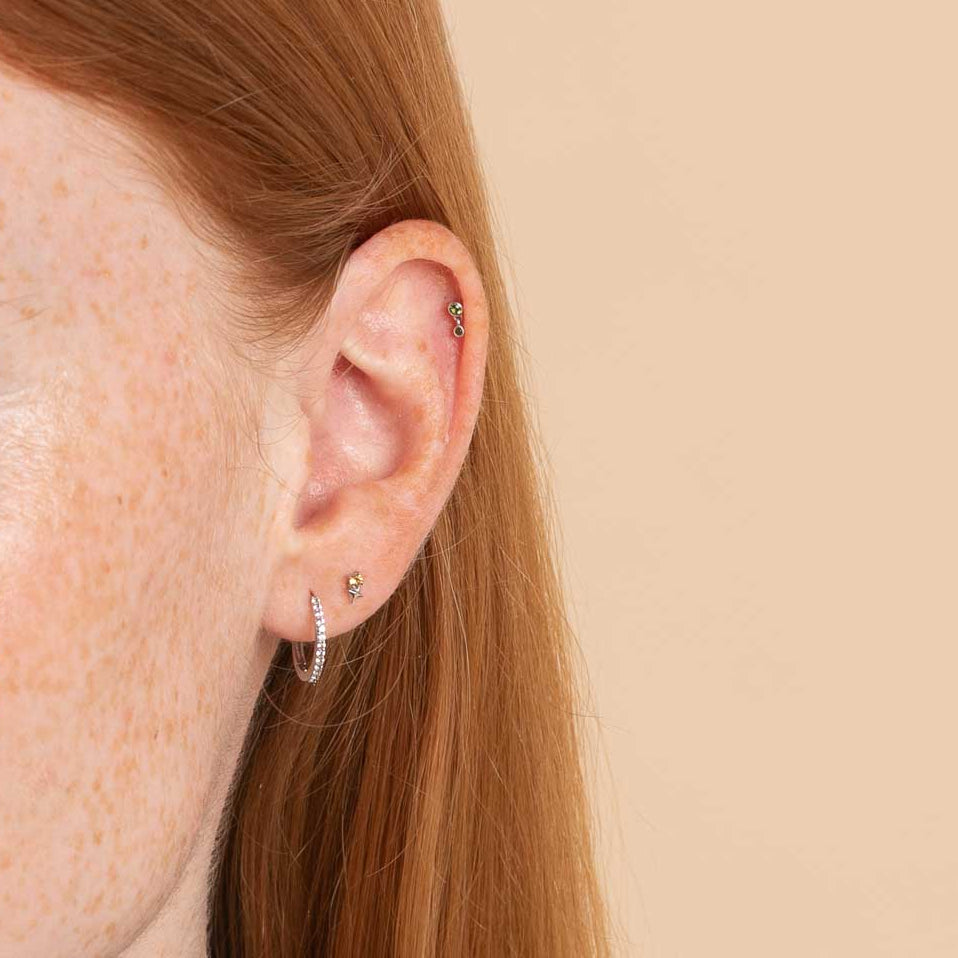 Birthstone Earrings - November Citrine Birthstone Earrings in Solid White Gold - Stud Earrings - Astrid &amp; Miyu