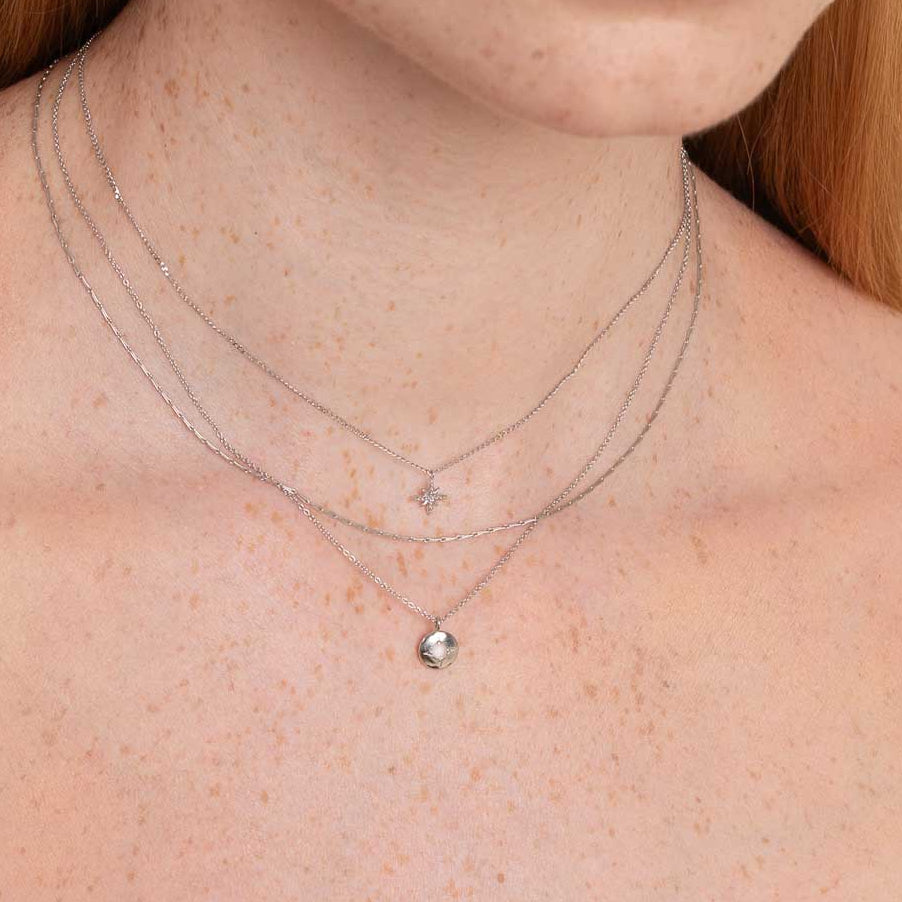 Birthstone Jewellery - October Opal Birthstone Necklace in Solid White Gold - Pendant Necklace - Astrid &amp; Miyu