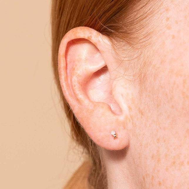 Birthstone Earrings - October Opal Birthstone Earrings in Solid Gold - Stud Earrings - Astrid &amp; Miyu
