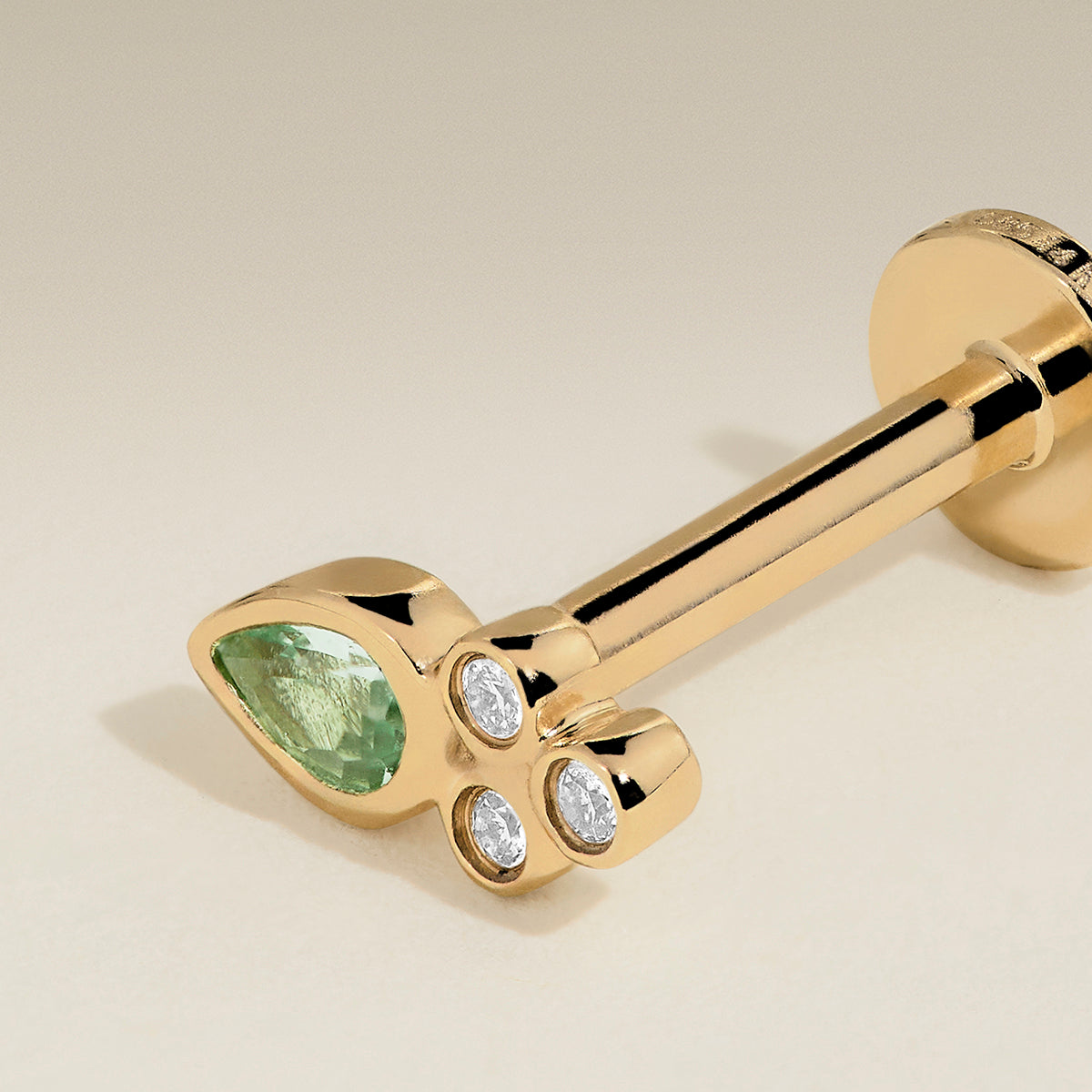 Diamond & Green Sapphire Cluster Piercing Stud in Solid Gold-Astrid &amp; Miyu
