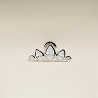 Diamond Pear Curved Piercing Stud in Solid White Gold-Astrid &amp; Miyu