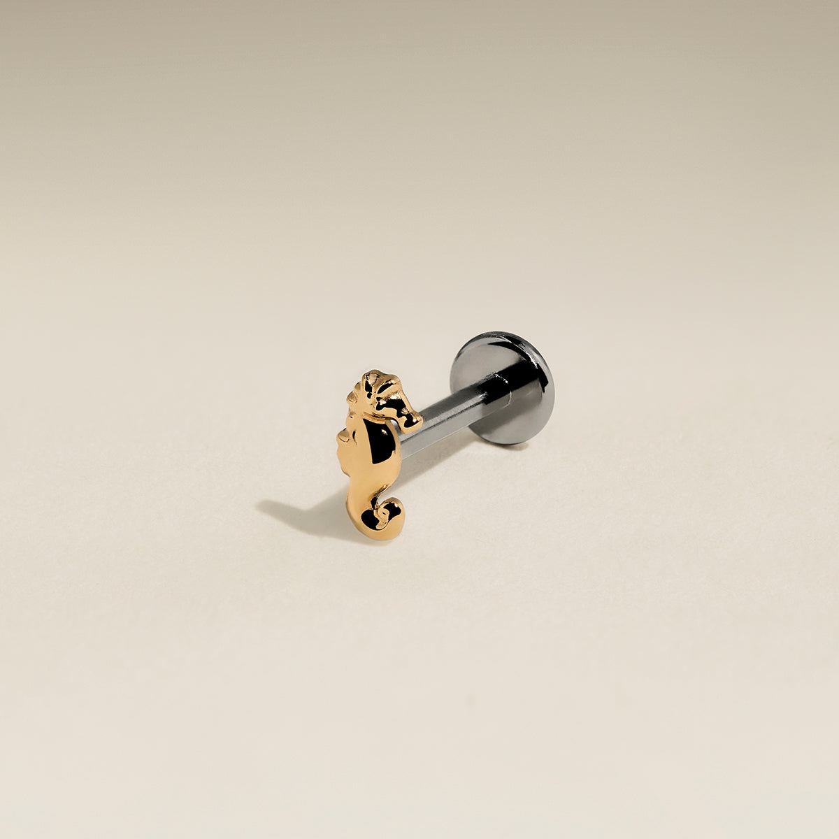 Seahorse Titanium Piercing Stud in Gold-Astrid &amp; Miyu