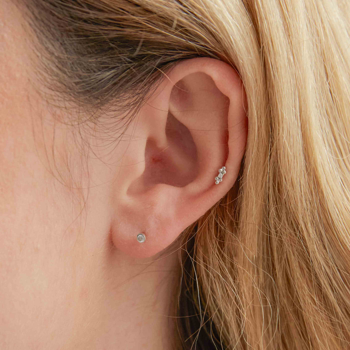 Topaz Gem Piercing Stud in Solid White Gold-Astrid &amp; Miyu