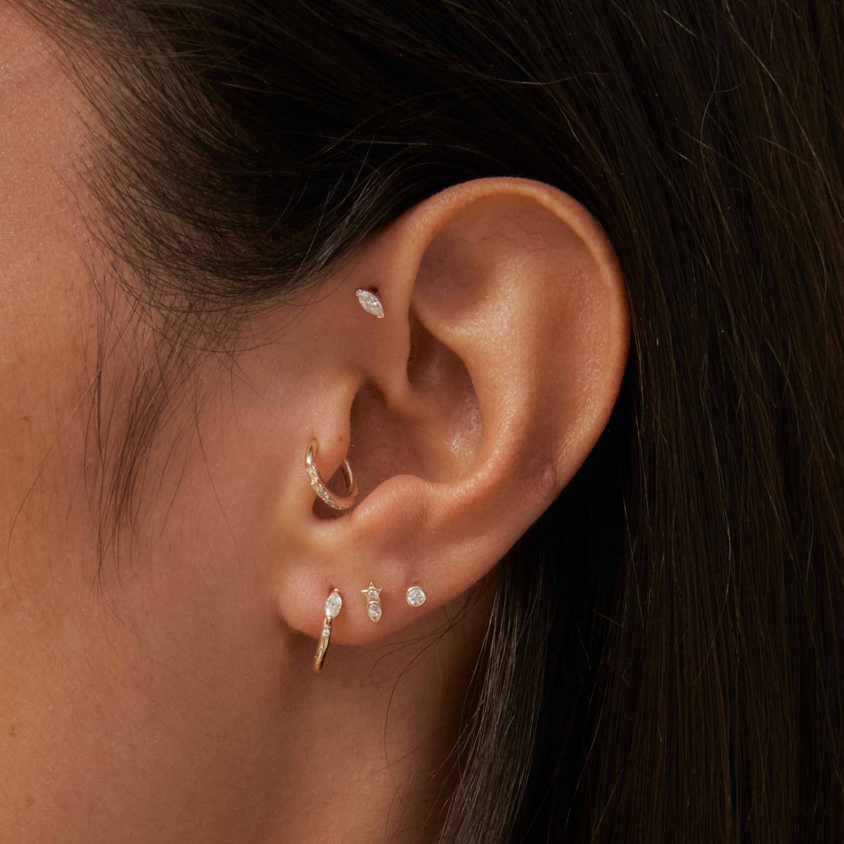 Topaz Marquise Piercing Stud in Solid Gold-Astrid &amp; Miyu