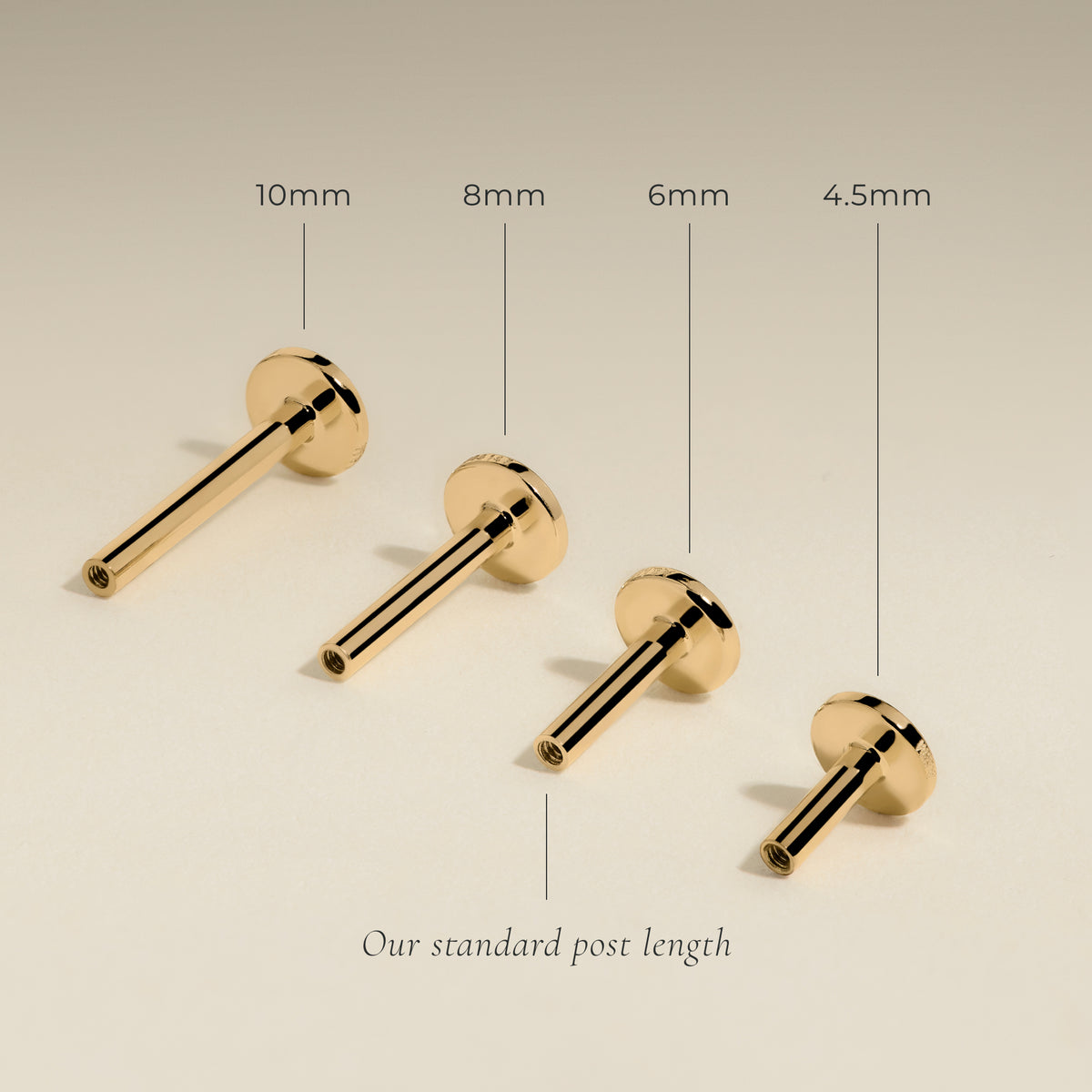 Piercing Post in Solid Gold-Astrid &amp; Miyu