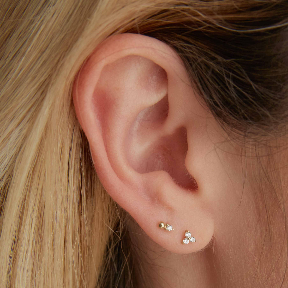 Triple Topaz Piercing Stud 6mm in Solid Gold-Astrid &amp; Miyu