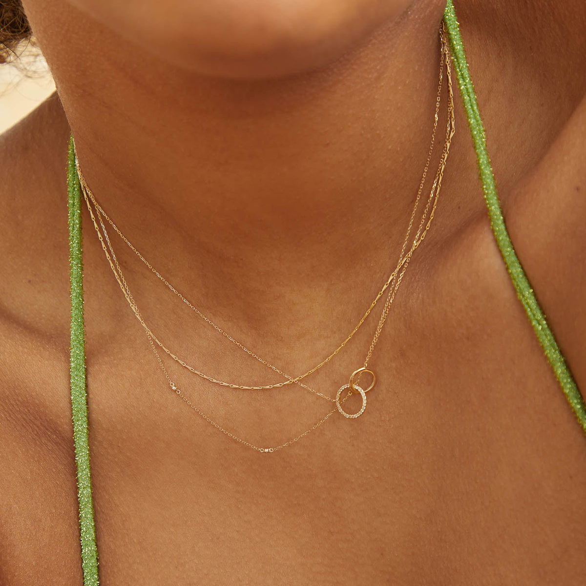 April White Topaz - Orbit Topaz Necklace in Solid Gold - Pendant Necklace - Astrid &amp; Miyu