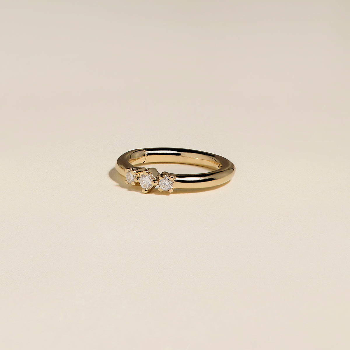 Diamond Triology Seamless Piercing Hoop in Solid Gold-Astrid &amp; Miyu