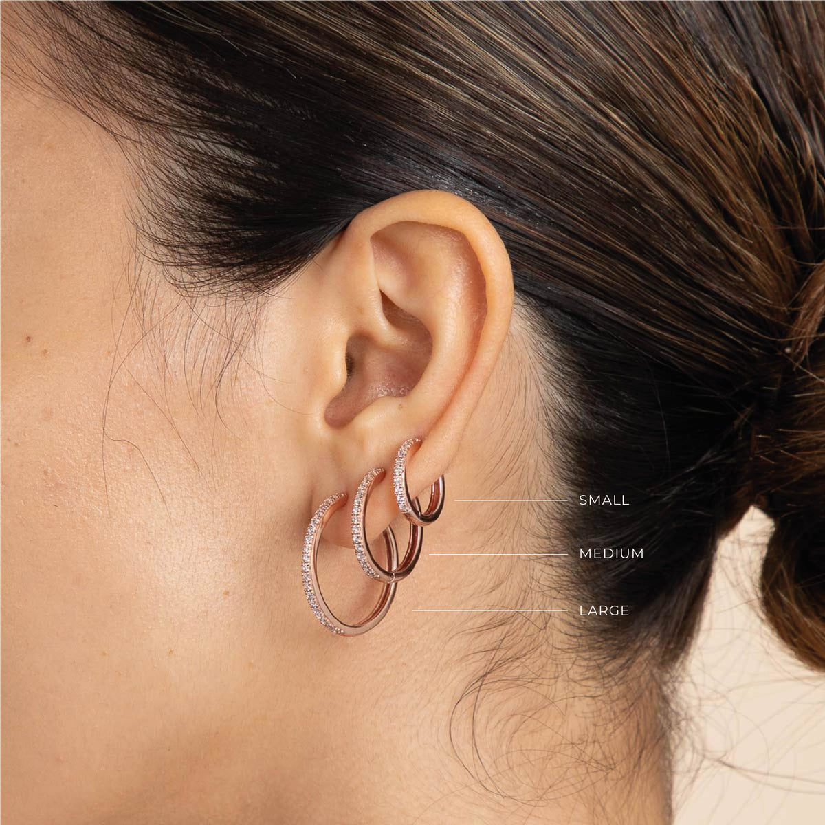 18k Rose Gold Plated Jewellery - Essential Crystal Large Hoops in Rose Gold - Hoop Earrings - Astrid &amp; Miyu