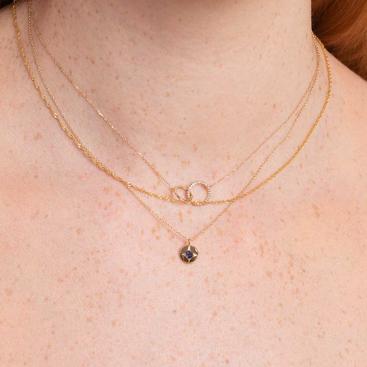 Birthstone Jewellery - September Sapphire Birthstone Necklace in Solid Gold - Pendant Necklace - Astrid &amp; Miyu