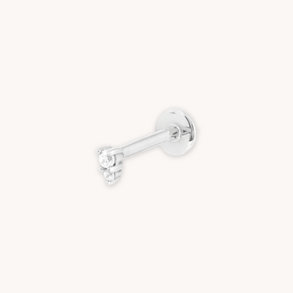 Stacked Topaz Piercing Stud in Solid White Gold-Astrid &amp; Miyu