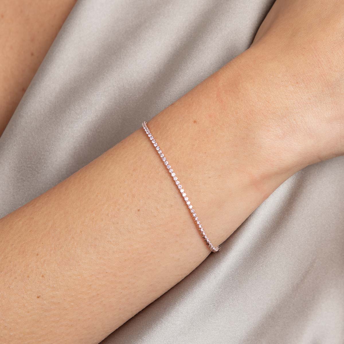 18k Rose Gold Plated Jewellery - Tennis Chain Bracelet in Rose Gold - Chain Bracelet - Astrid &amp; Miyu