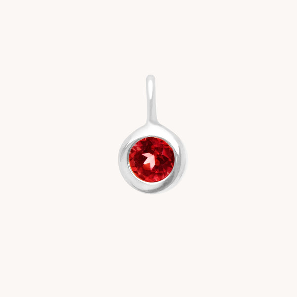Birthstone Charms - Garnet Friendship Charm 9k White Gold - Welding Charm - Astrid &amp; Miyu