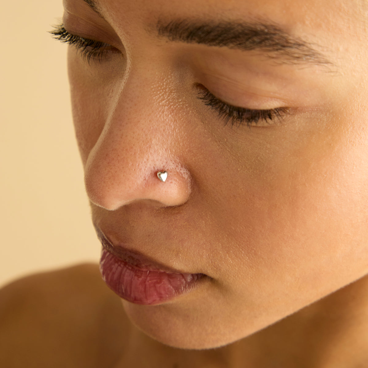 Heart Titanium Piercing Stud in Platinum-Astrid &amp; Miyu