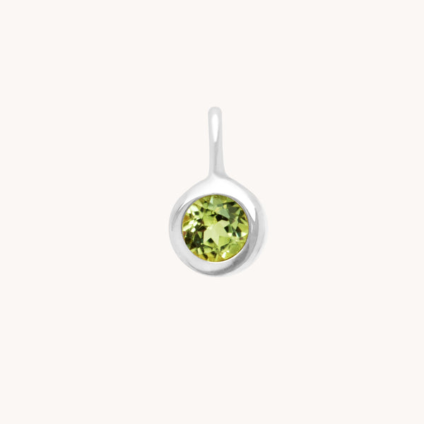 Birthstone Charms - Peridot Affirmation Charm 9k White Gold - Welding Charm - Astrid &amp; Miyu