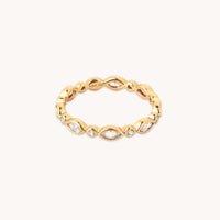 18k Gold Plated Jewellery - Navette Crystal Band Ring in Gold - Band Ring - Astrid &amp; Miyu