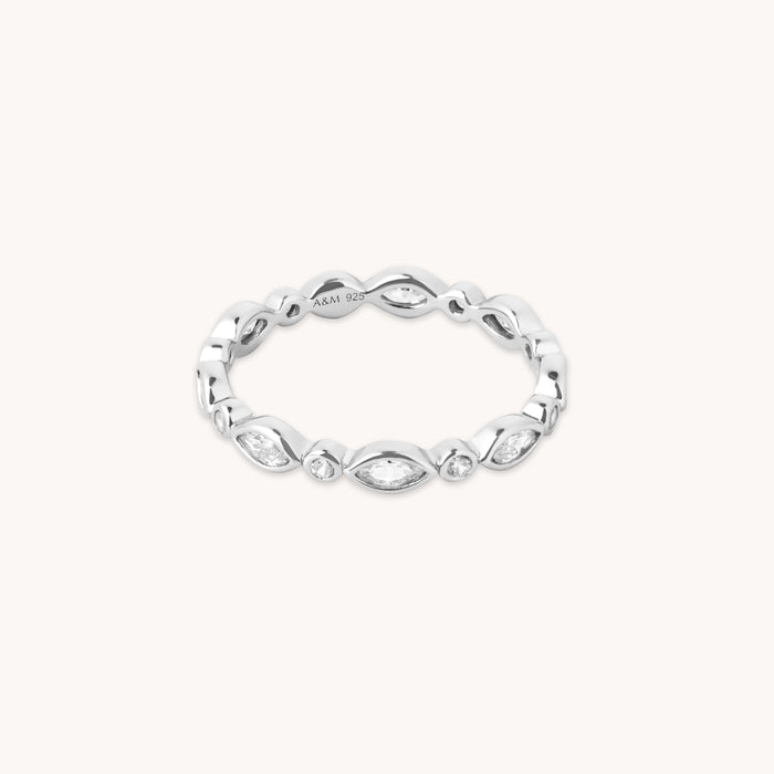 Crystal Collection - Navette Crystal Band Ring in Silver - Band Ring - Astrid &amp; Miyu