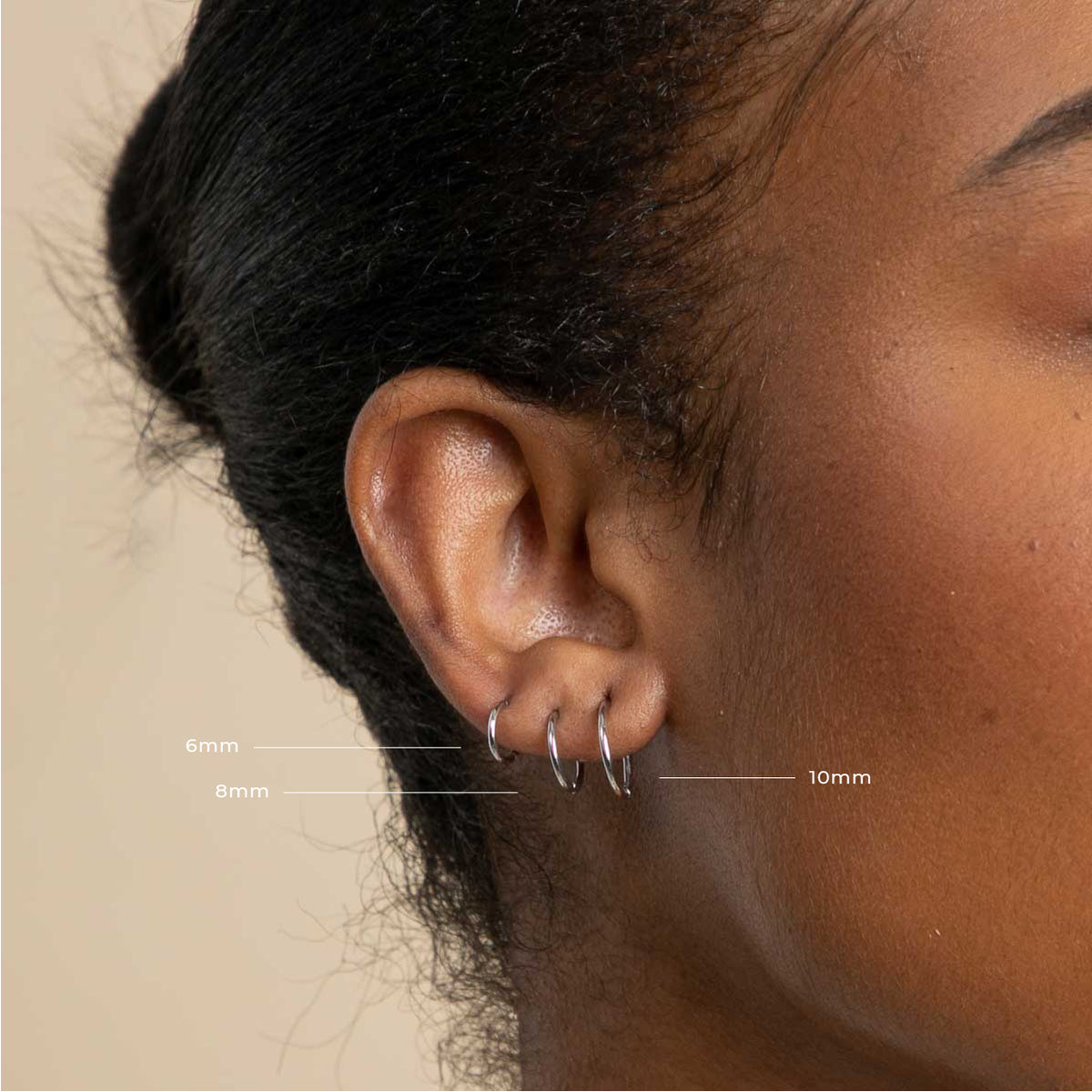 Earrings - Seamless Hoop 1.2mm in Solid White Gold - - Astrid &amp; Miyu