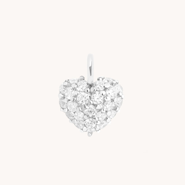 Motif Charms - Pavé Heart Charm 9k White Gold - Welding Charm - Astrid &amp; Miyu