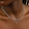 Tennis Chain Necklace in Silver worn with etched star pendant necklace