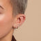 Topaz Charm Hoops in Solid White Gold Worn