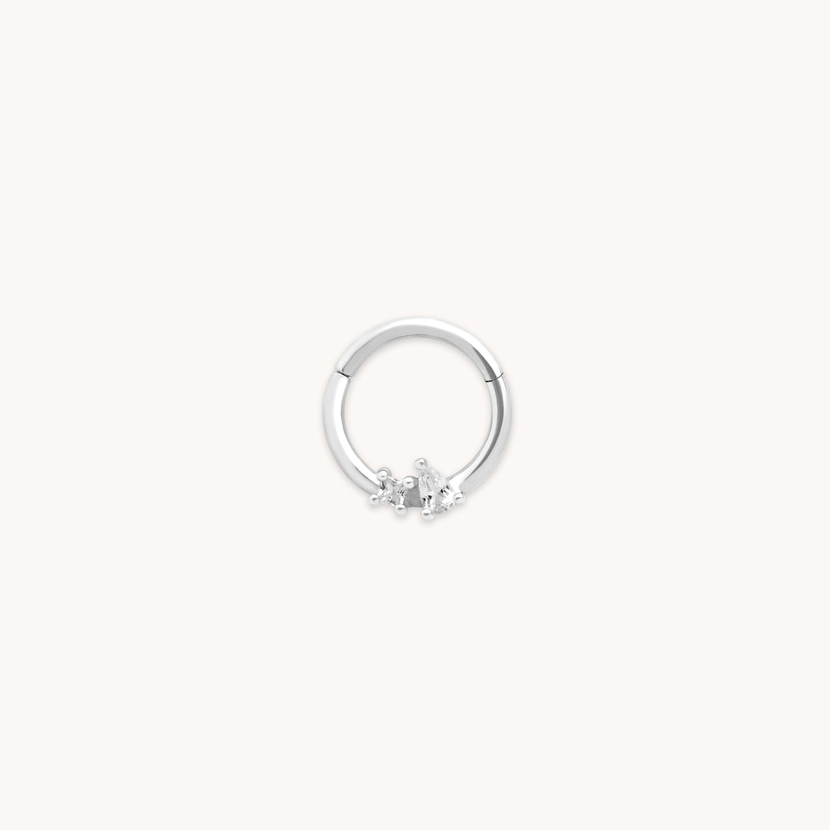 April White Topaz - Cluster Topaz Daith Hoop in Solid white Gold - Daith Piercing Hoop - Astrid &amp; Miyu