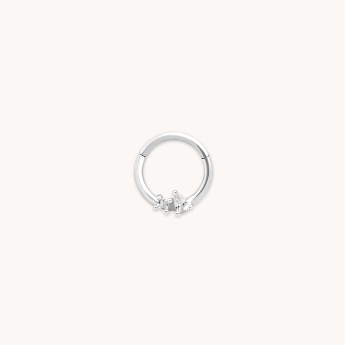 April White Topaz - Cluster Topaz Daith Hoop in Solid white Gold - Daith Piercing Hoop - Astrid &amp; Miyu