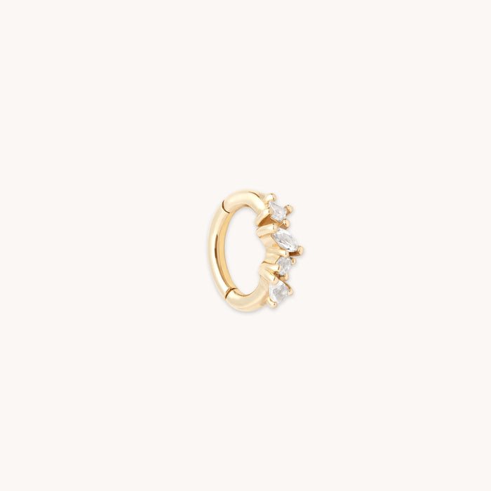 April White Topaz - Cluster Topaz Rook Hoop in Solid Gold - Rook Piercing Hoop - Astrid &amp; Miyu