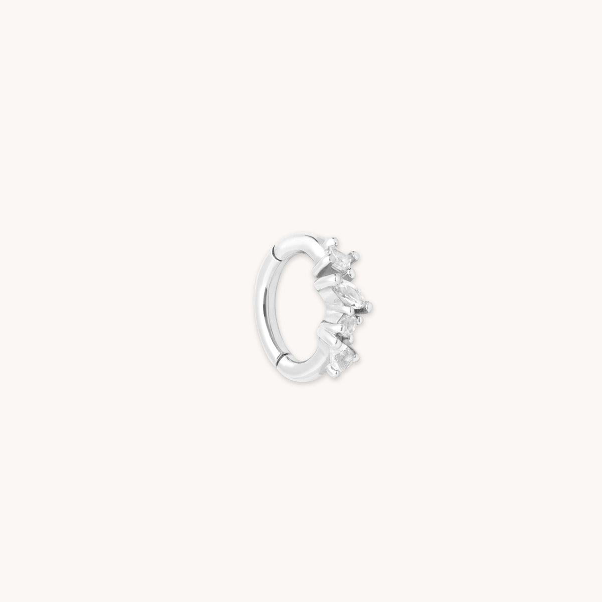 April White Topaz - Cluster Topaz Rook Hoop in Solid White Gold - Rook Piercing Hoop - Astrid &amp; Miyu