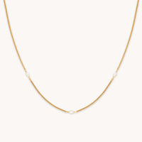 Station Navette Crystal Necklace in Gold