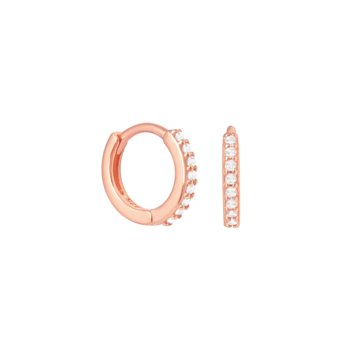18k Rose Gold Plated Jewellery - April Birthstone Huggies in Rose Gold with Clear CZ - Huggies - Astrid &amp; Miyu