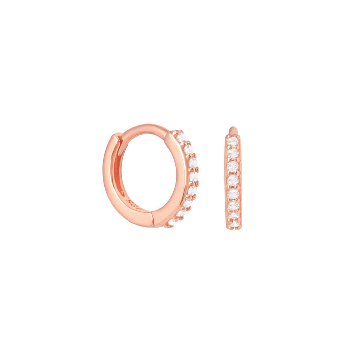 18k Rose Gold Plated Jewellery - April Birthstone Huggies in Rose Gold with Clear CZ - Huggies - Astrid &amp; Miyu