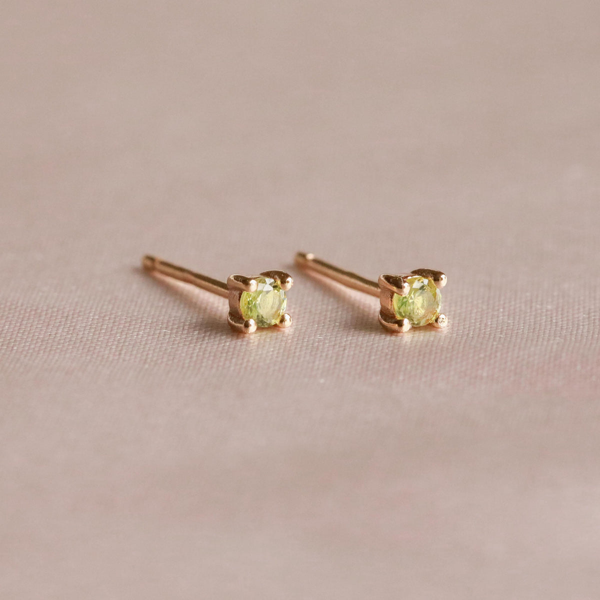 18k Gold Plated Jewellery - August Birthstone Stud Earrings in Gold with Peridot CZ - Stud Earrings - Astrid &amp; Miyu