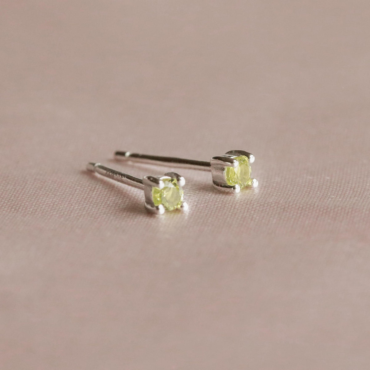 August Peridot - August Birthstone Stud Earrings in Silver with Peridot CZ - Stud Earrings - Astrid &amp; Miyu