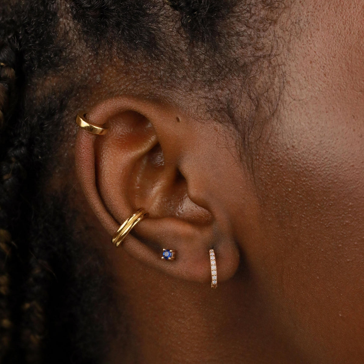 18k Gold Plated Jewellery - June Birthstone Huggies in Gold with Moonstone CZ - Huggies - Astrid &amp; Miyu