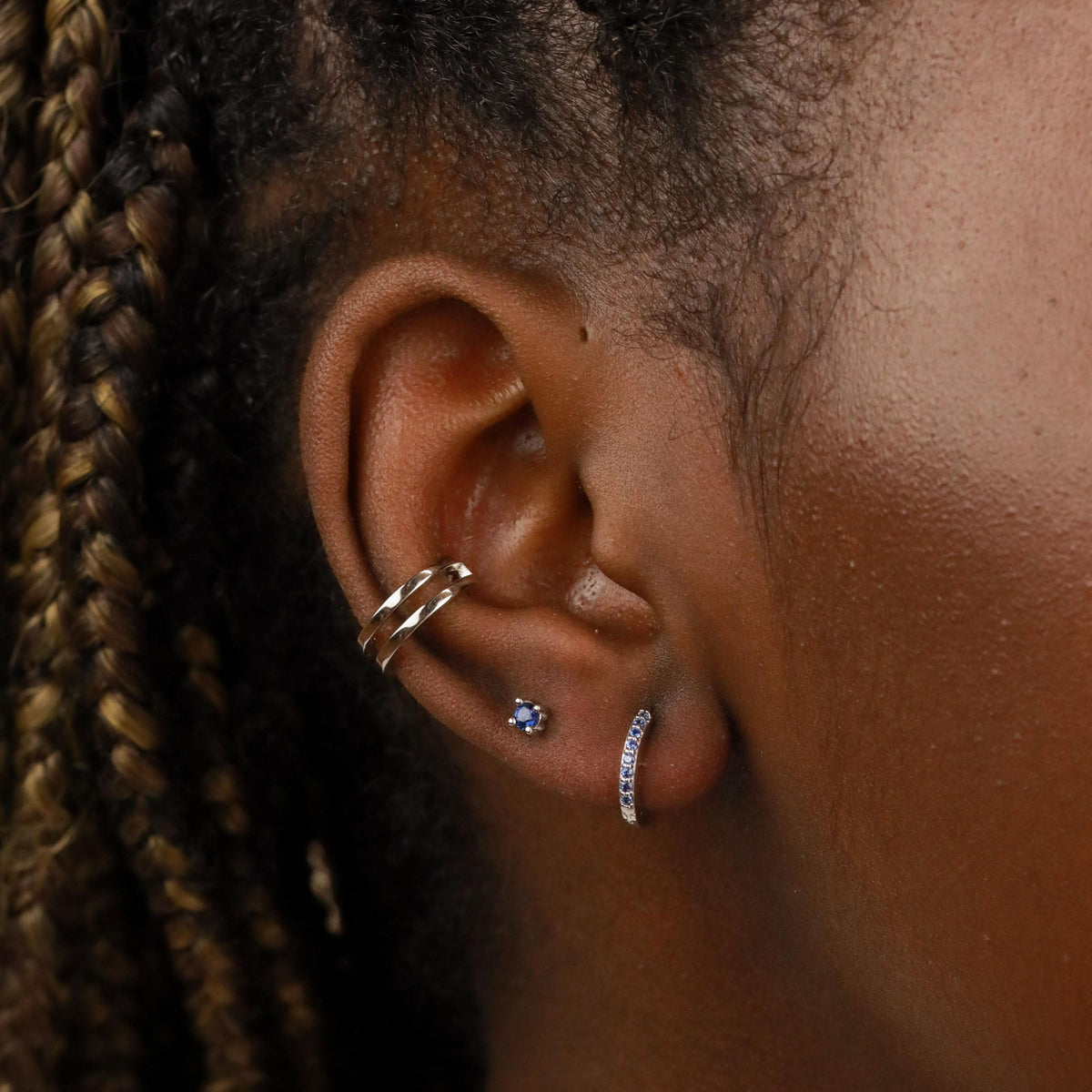 Birthstone Stud Earrings In Silver - December Birthstone Stud Earrings in Silver with Tanzanite CZ - Stud Earrings - Astrid &amp; Miyu
